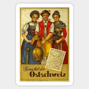 Besuchet die Ostschweiz,Visit Eastern Switzerland, Travel Poster Sticker